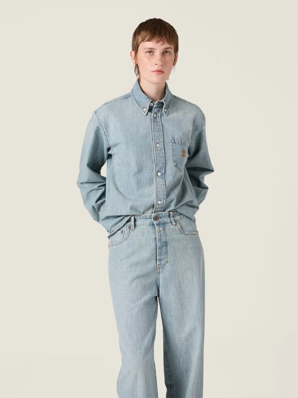 Light Blue Chambray Oversized Shirt sold by Fashion Clinic product image thumbnail 2