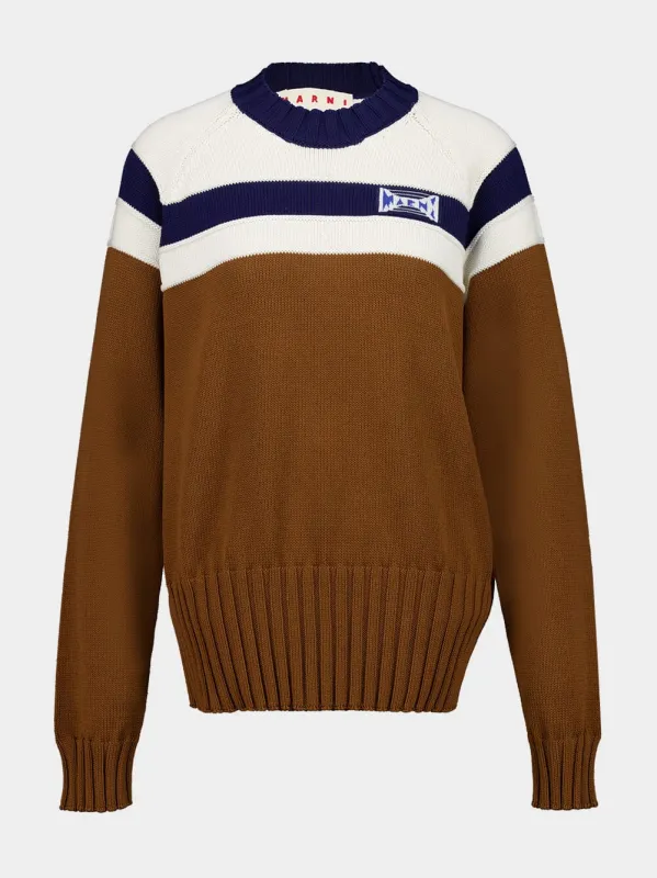 Brown Striped Cotton Knit Sweater made by Marni