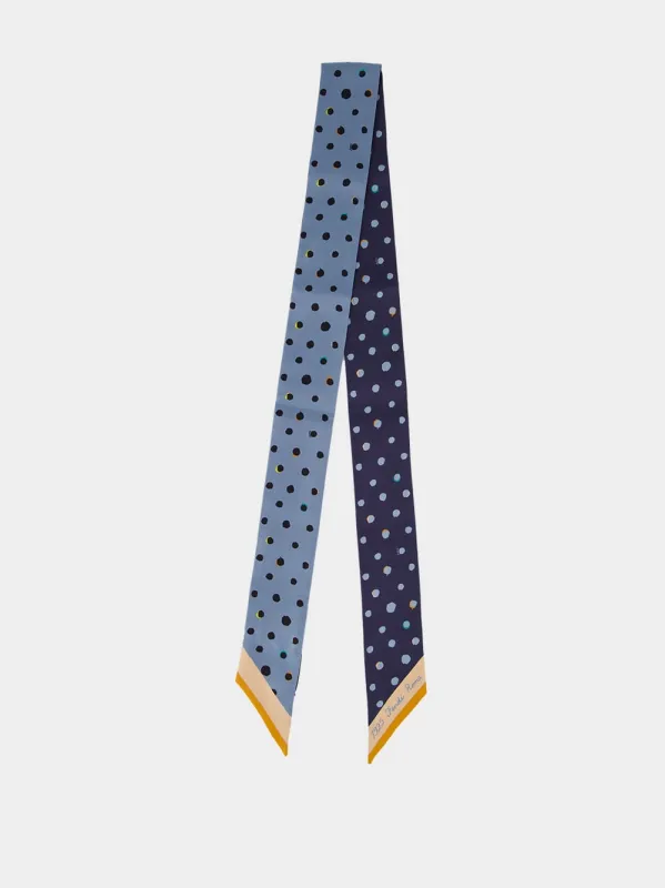 Blue Falena Dots Silk Wrappy Scarf made by Fendi