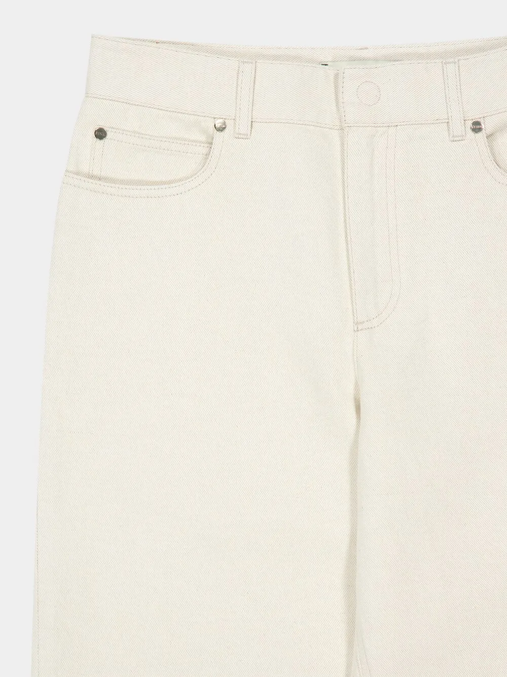 Beige Wide-Leg Denim Jeans with FF Hem Detail sold by Fashion Clinic product image thumbnail 3