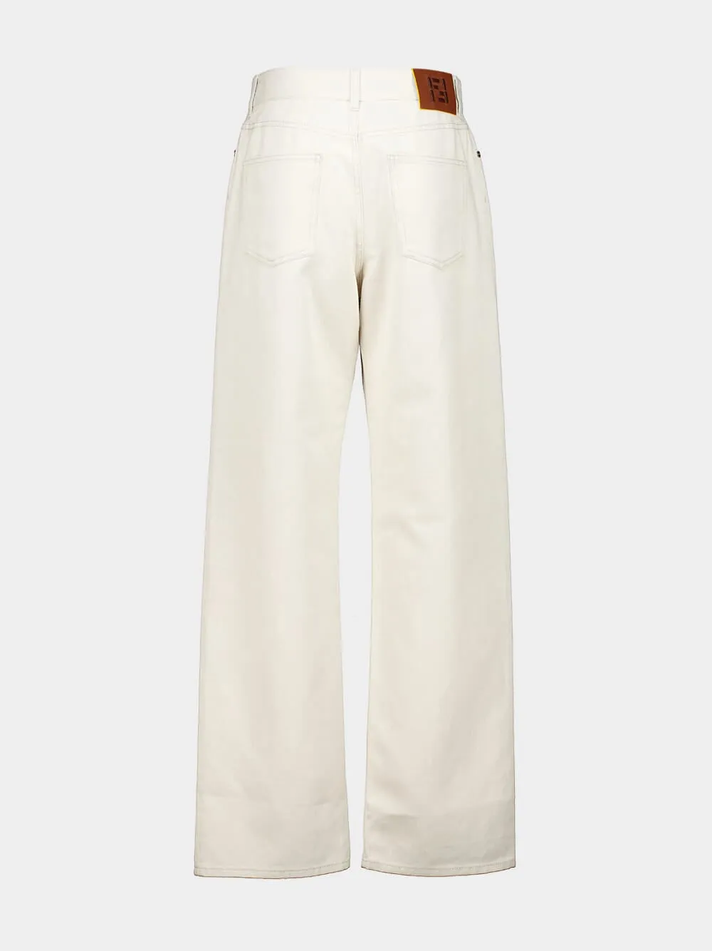 Beige Wide-Leg Denim Jeans with FF Hem Detail sold by Fashion Clinic product image thumbnail 2