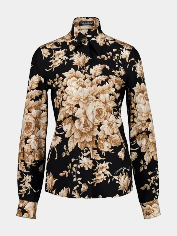 Rose-Print Charmeuse Silk Shirt made by Dolce & Gabanna