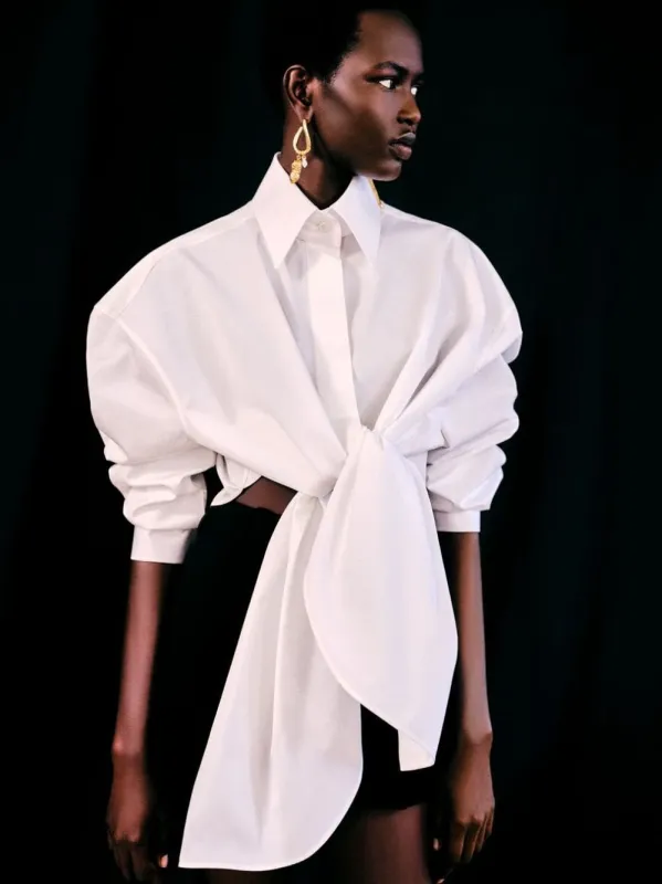 White Asymmetric Cotton Poplin Shirt made by Givenchy