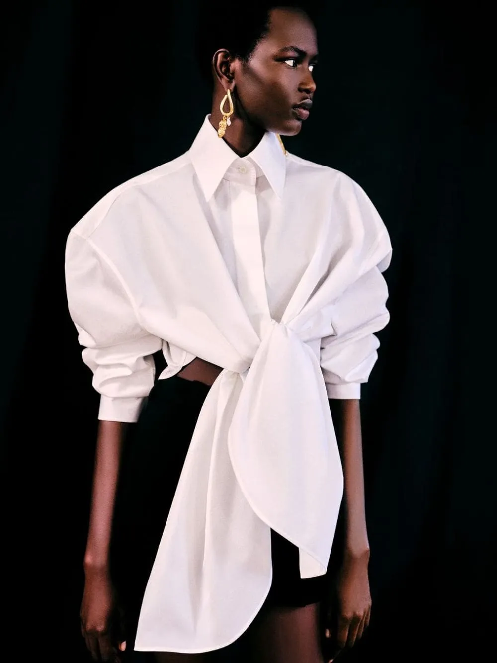 White Asymmetric Cotton Poplin Shirt sold by Fashion Clinic