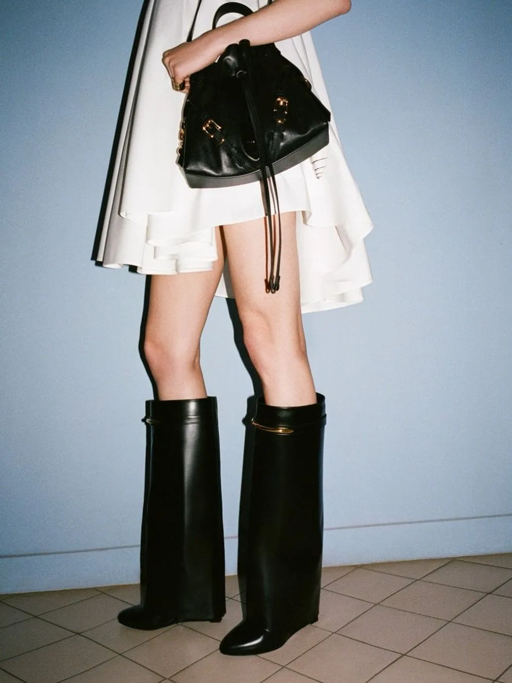 Black Leather Shark Boots sold by Fashion Clinic product image thumbnail 3