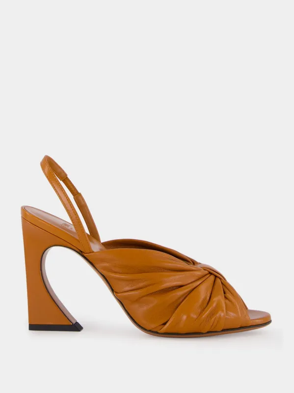 Tan Arco Nappa Slingback Heels made by Fendi