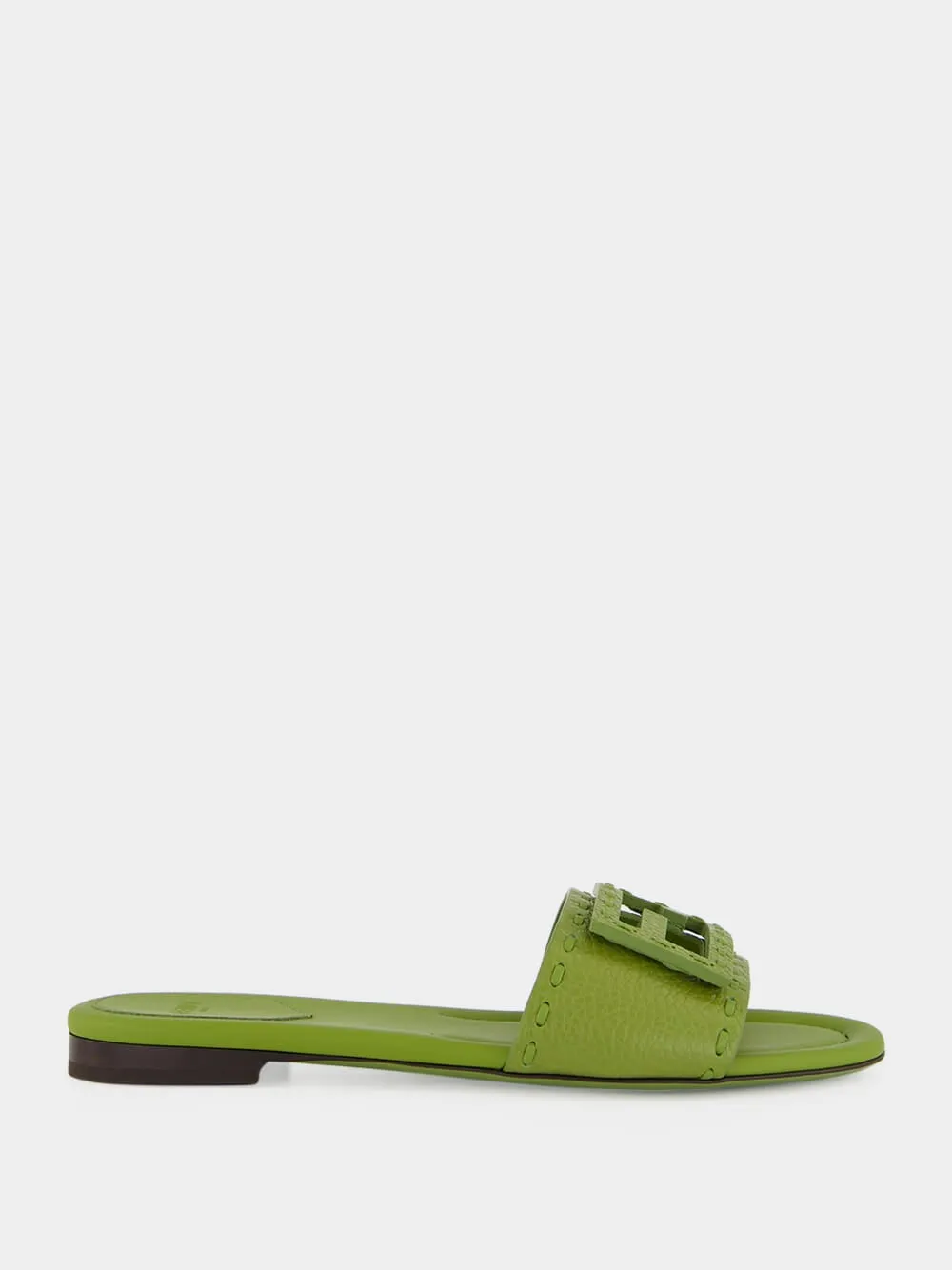Green Baguette Leather Slides sold by Fashion Clinic