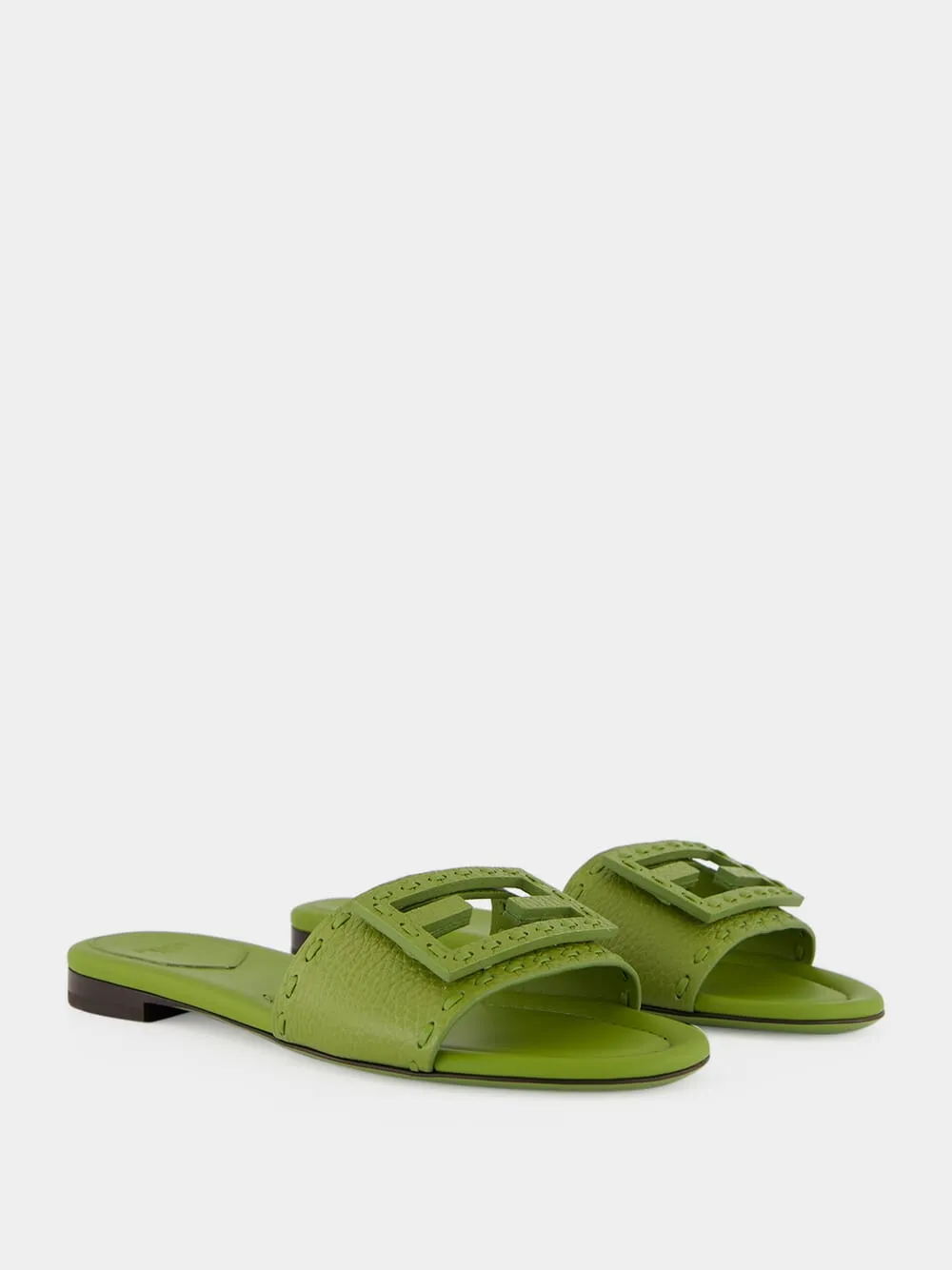Green Baguette Leather Slides sold by Fashion Clinic product image thumbnail 3