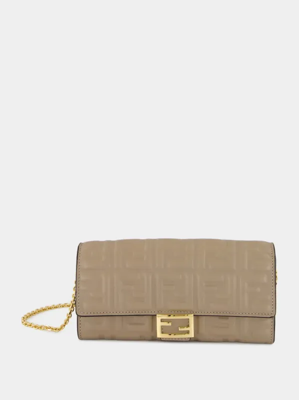 Dove Grey Nappa Leather Baguette Wallet with Chain made by Fendi