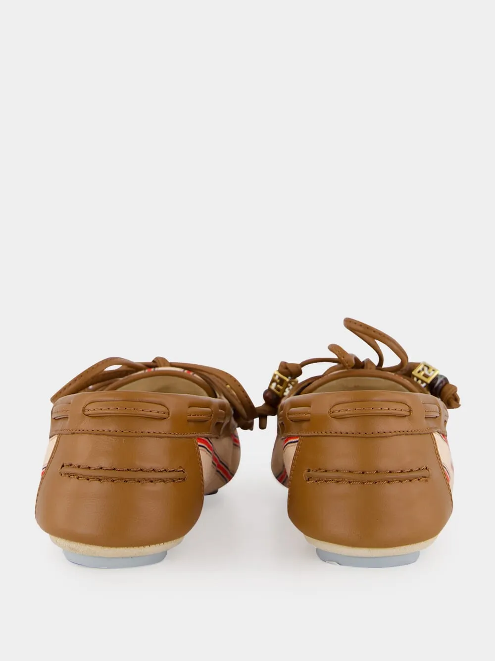 Red and Beige Striped FF Canvas Driving Loafers sold by Fashion Clinic product image thumbnail 5