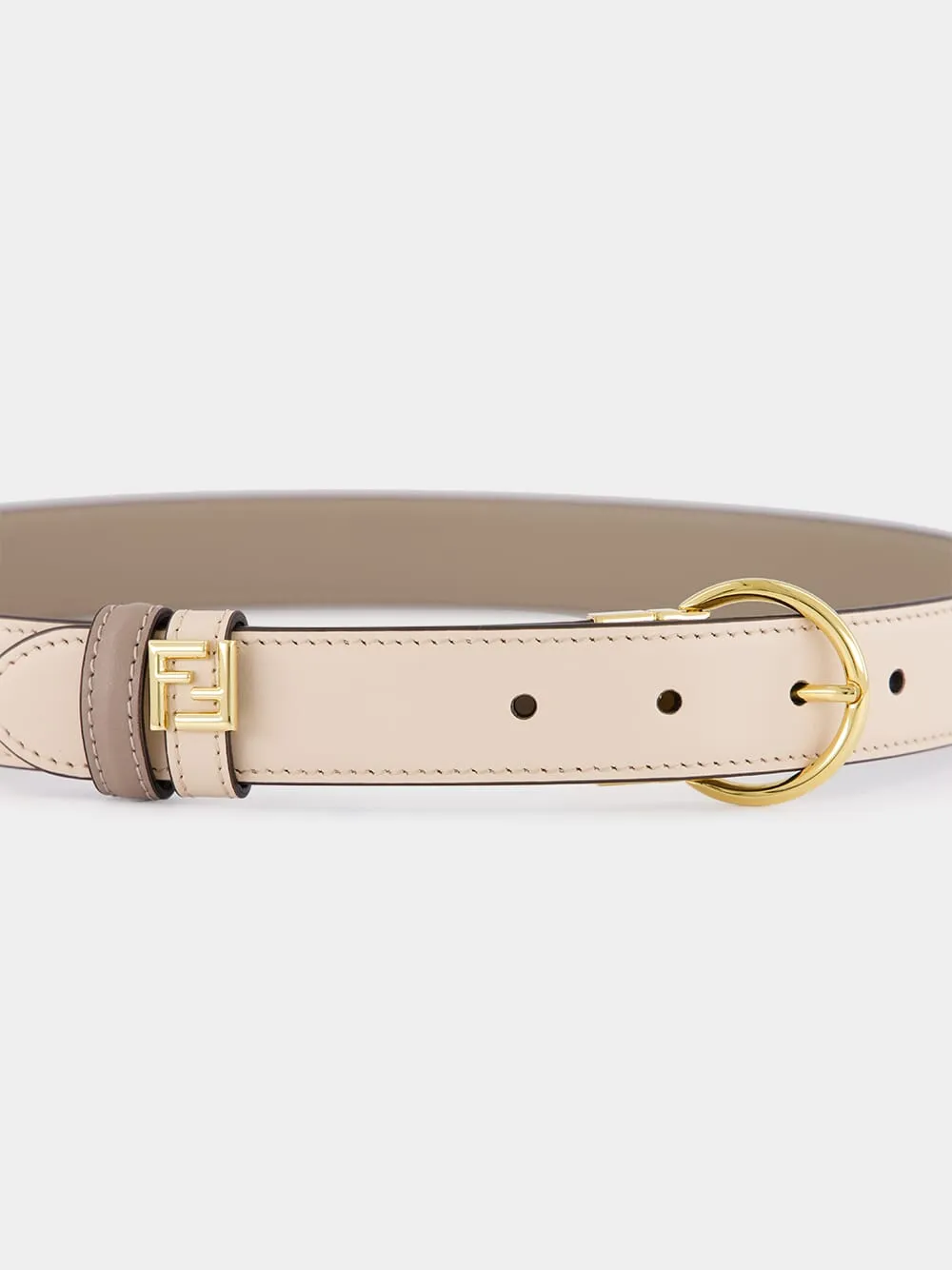 Reversible Dove Grey and Pink FF Leather Belt sold by Fashion Clinic product image thumbnail 4
