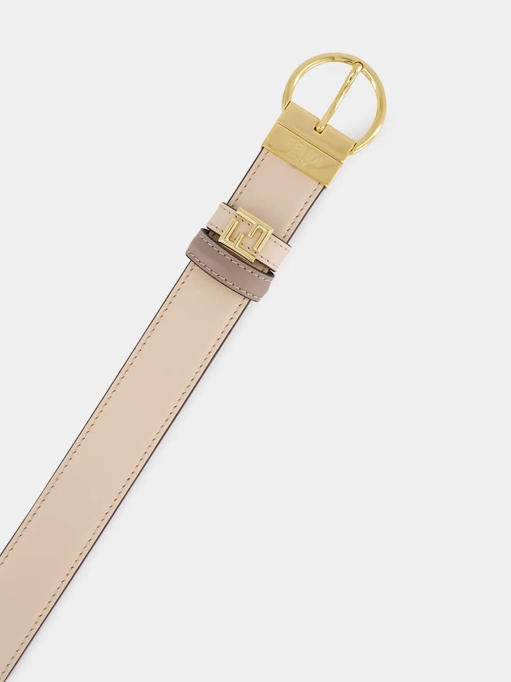 Reversible Dove Grey and Pink FF Leather Belt sold by Fashion Clinic product image thumbnail 3