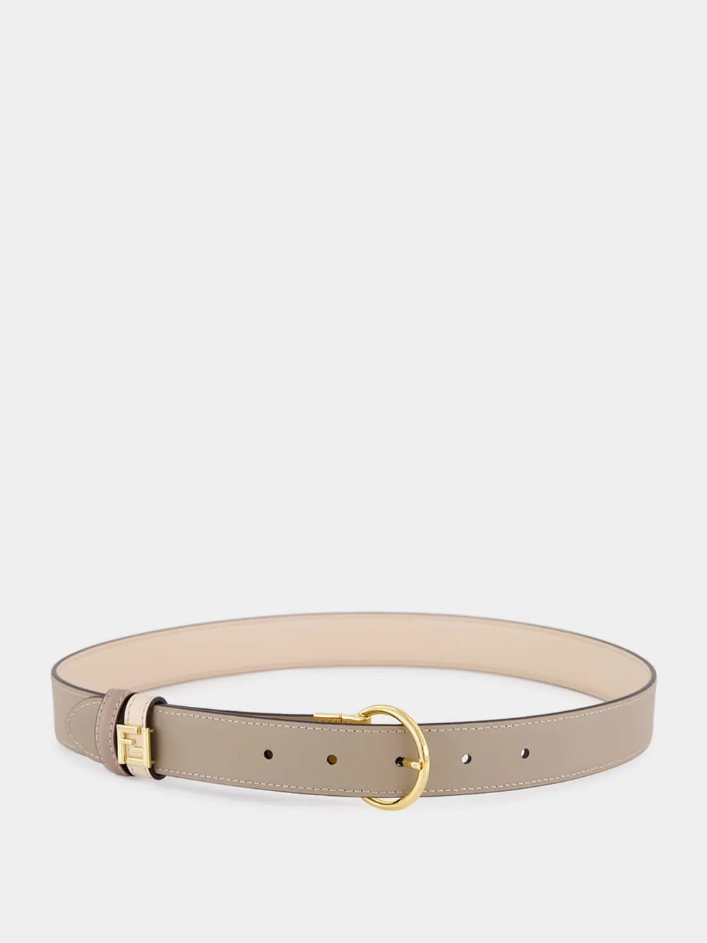 Reversible Dove Grey and Pink FF Leather Belt sold by Fashion Clinic product image thumbnail 2