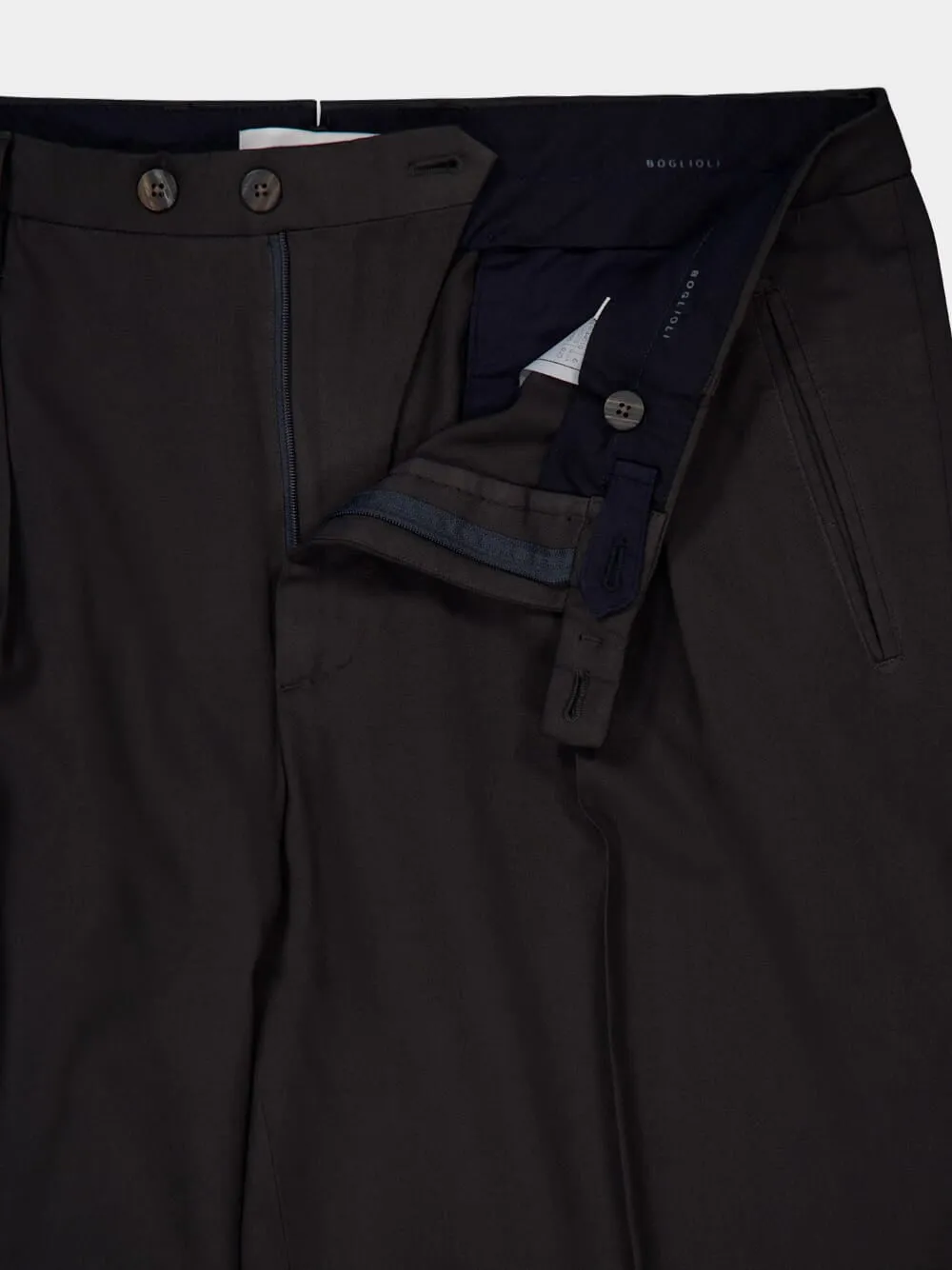 Dark Grey Virgin Wool 2-Pleat Trousers sold by Fashion Clinic product image thumbnail 3