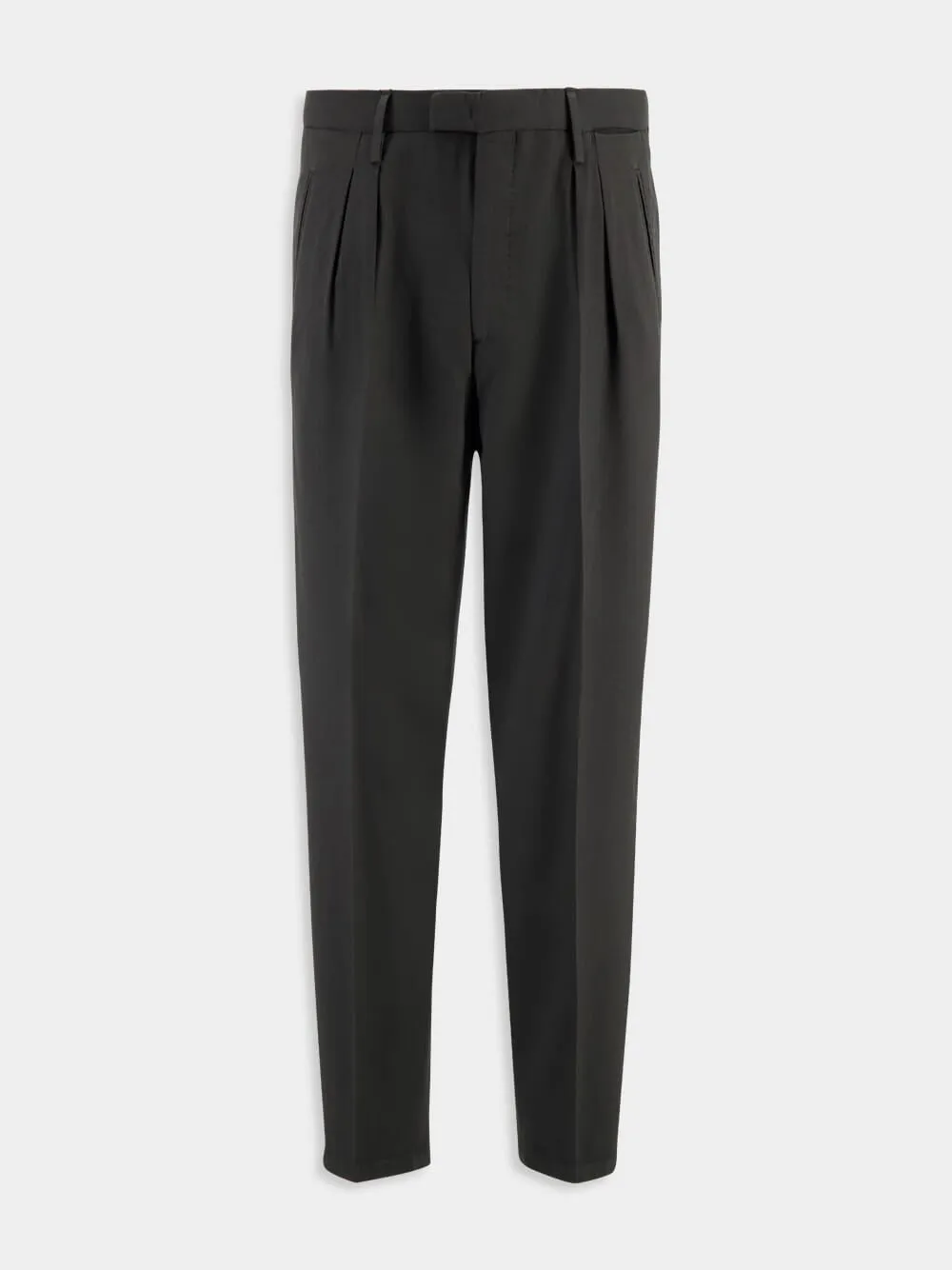 Dark Grey Virgin Wool 2-Pleat Trousers sold by Fashion Clinic