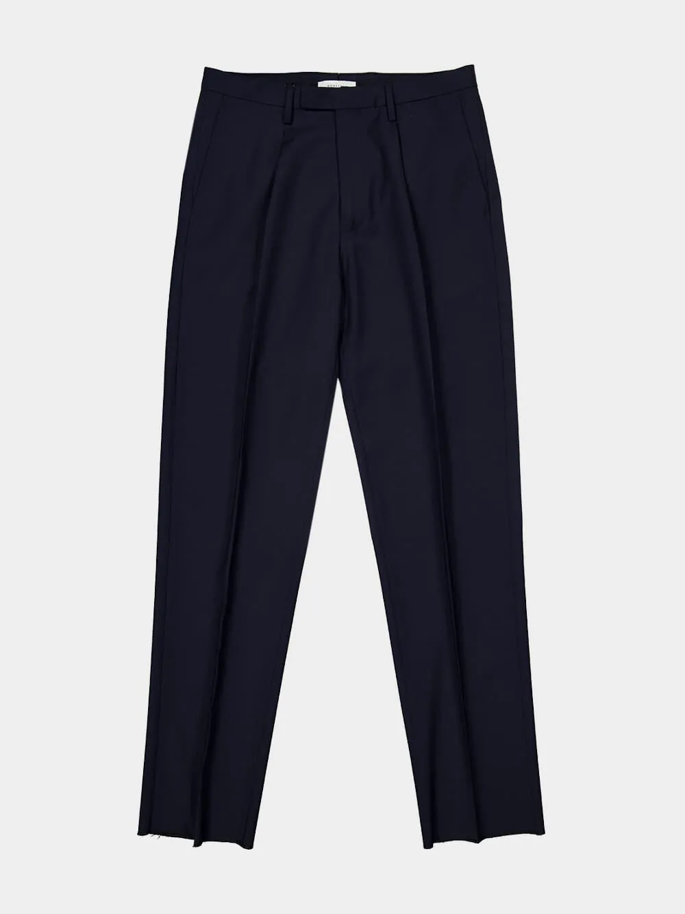 Navy Blue Straight Fit Wool Trousers sold by Fashion Clinic product image thumbnail 5