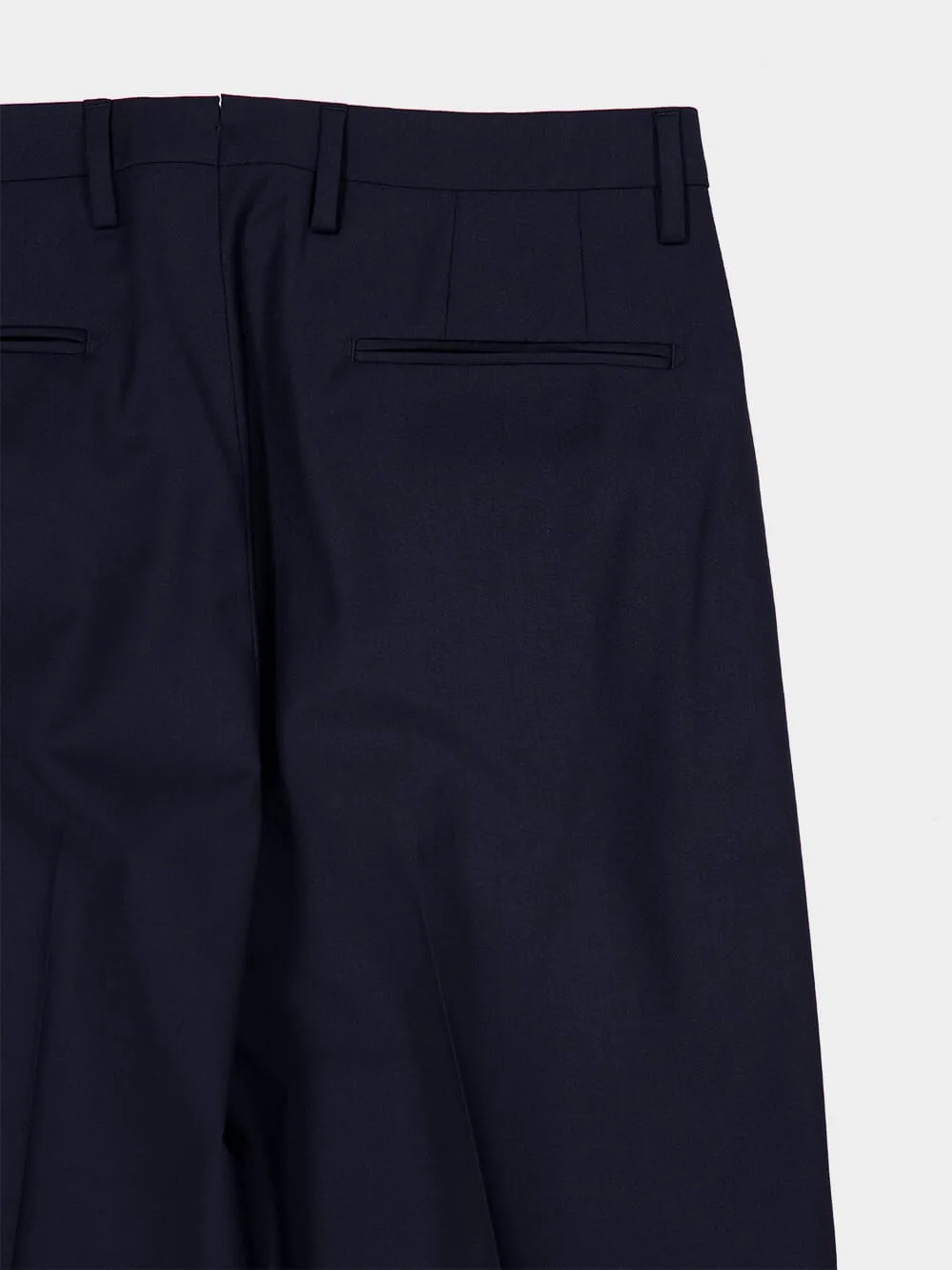 Navy Blue Straight Fit Wool Trousers sold by Fashion Clinic product image thumbnail 4
