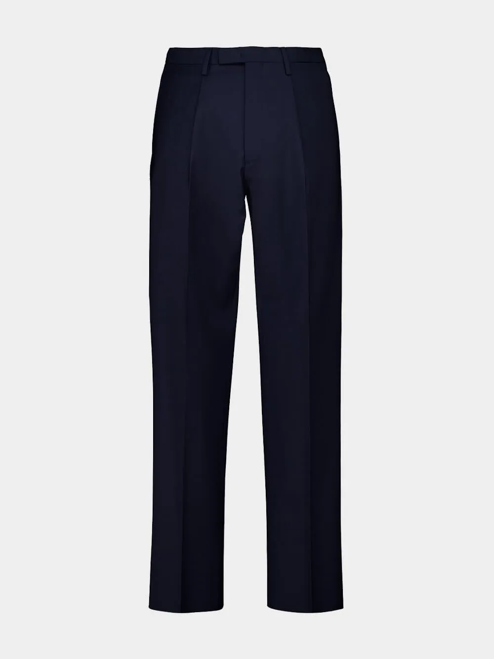 Navy Blue Straight Fit Wool Trousers sold by Fashion Clinic