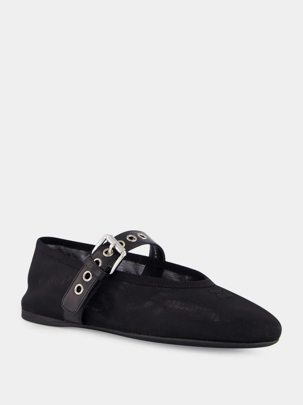 Black Mesh Ballerinas with Leather Strap sold by Fashion Clinic product image thumbnail 2