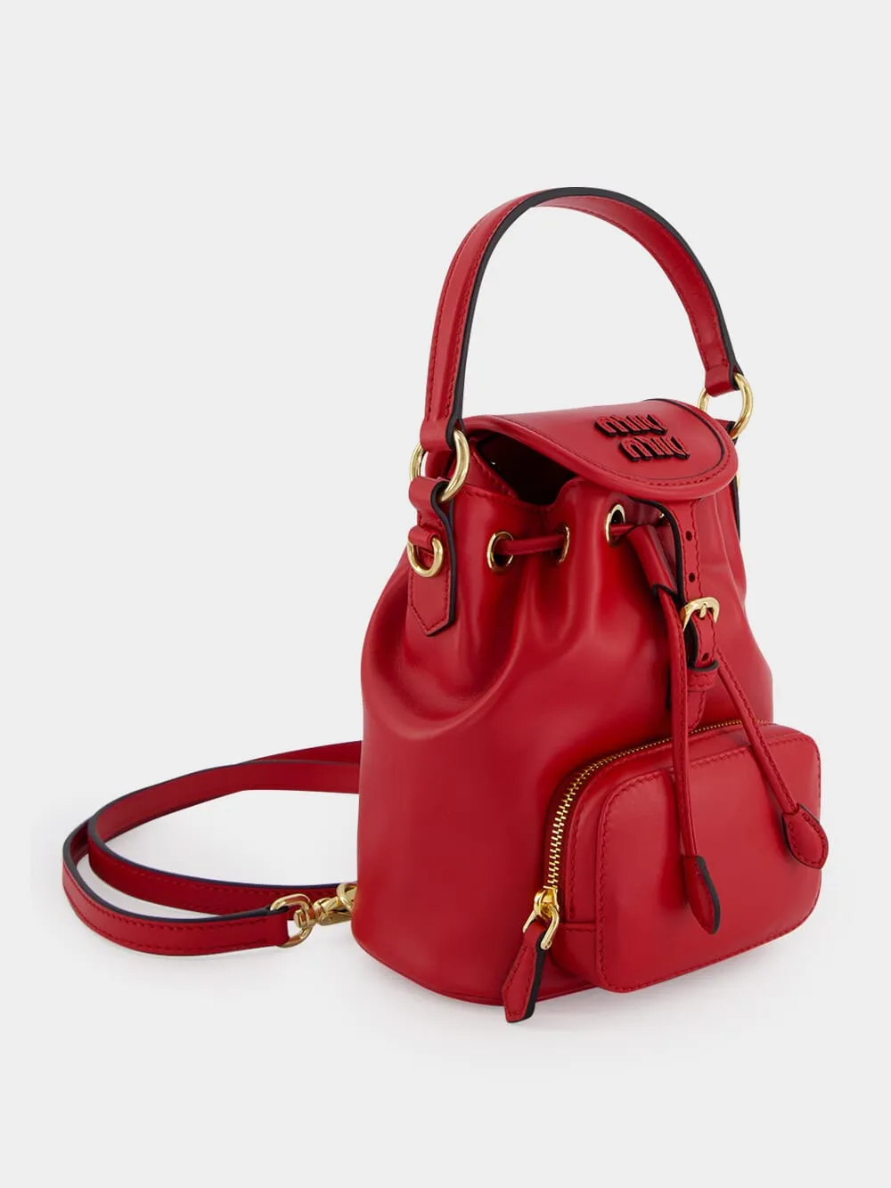 Red Calf Leather Bucket Backpack sold by Fashion Clinic product image thumbnail 2