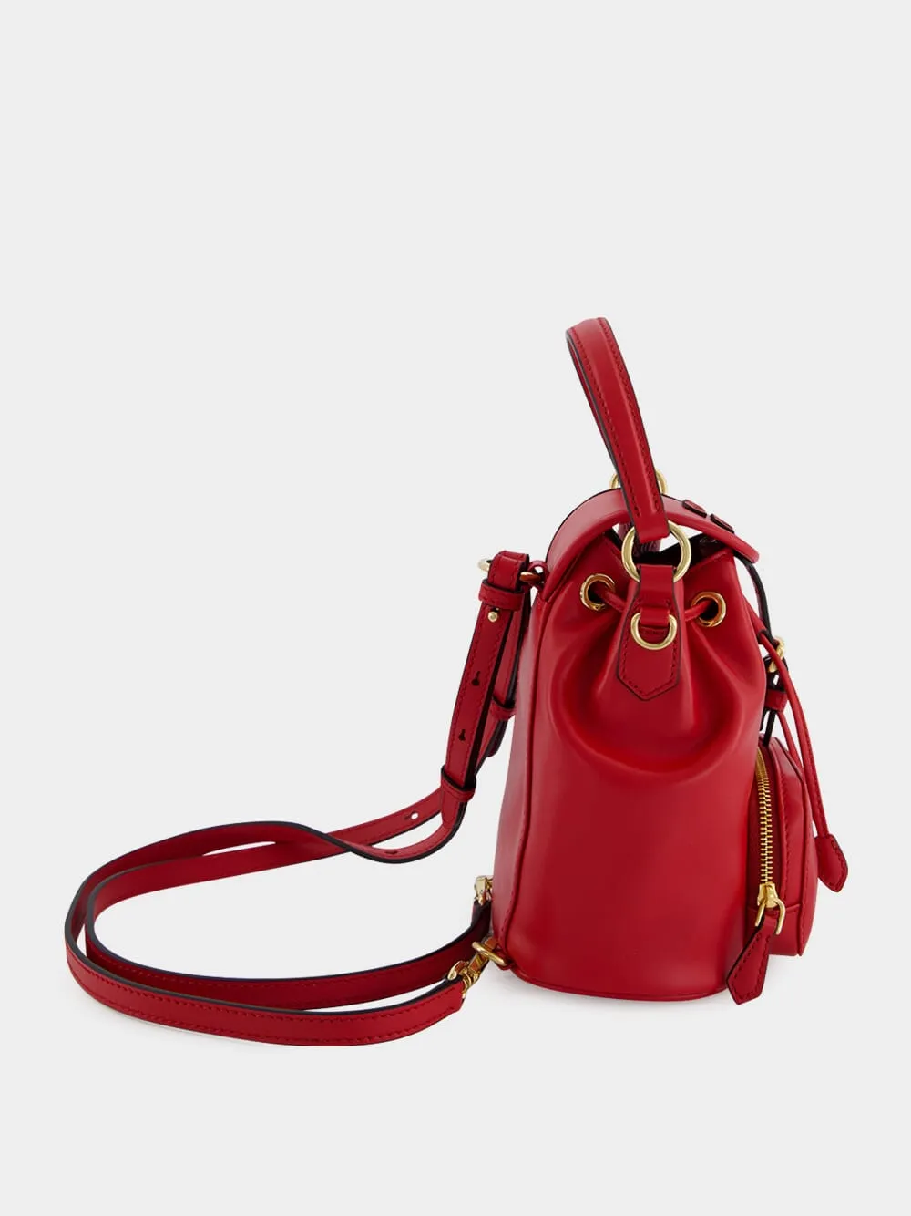 Red Calf Leather Bucket Backpack sold by Fashion Clinic product image thumbnail 3