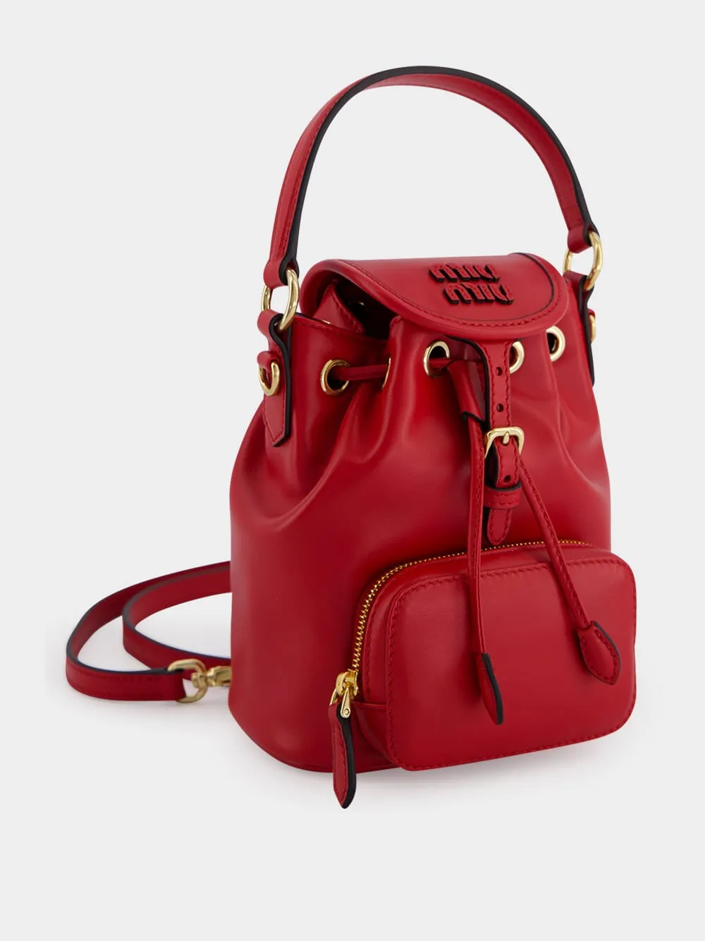 Red Calf Leather Bucket Backpack sold by Fashion Clinic product image thumbnail 5