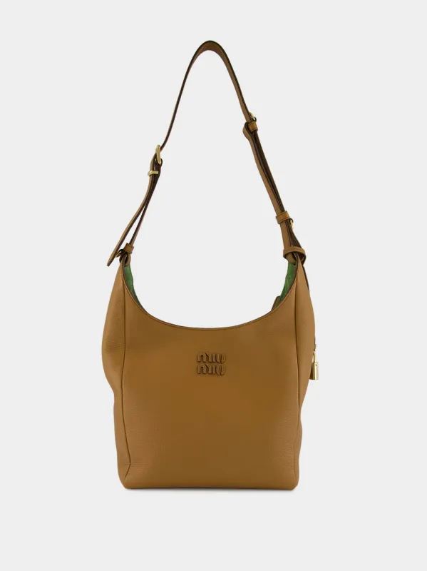 Caramel Calf Leather Hobo Bag made by Miu Miu