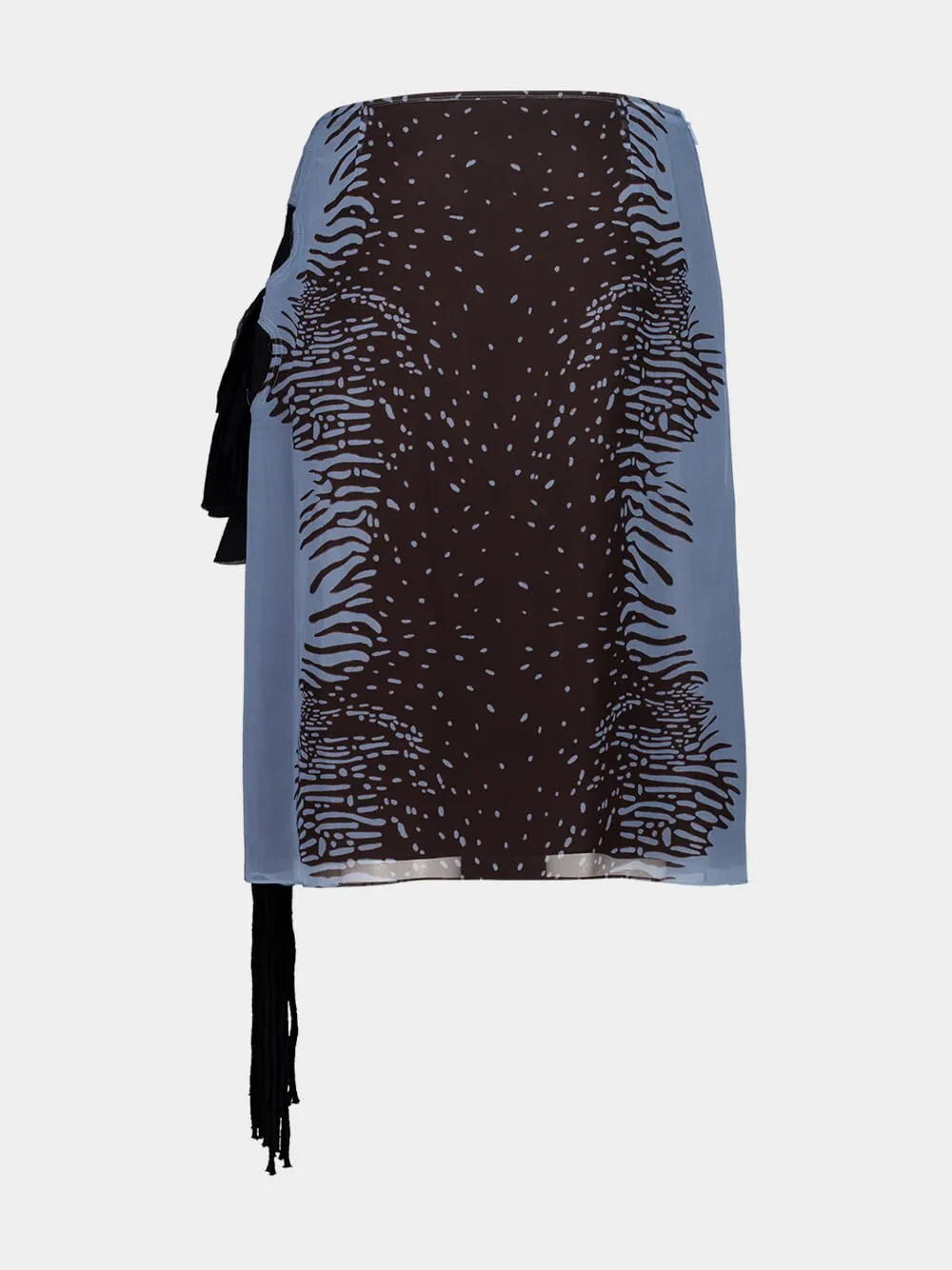 Washed Denim and Espresso Silk Animal Print Skirt sold by Fashion Clinic product image thumbnail 4