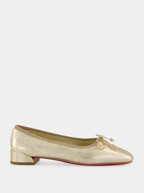 Platino Chiaro Sweetie Jane Ballerinas in Pearlescent Nappa Leather made by Christian Louboutin