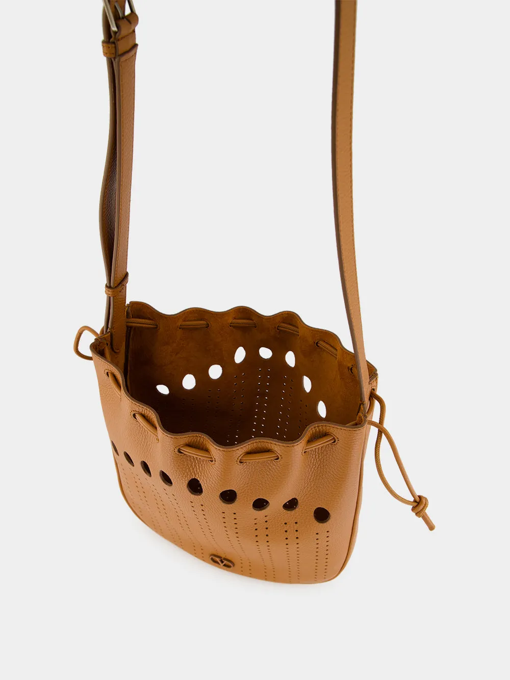 Cuoio Brown Perforated Leather Bucket Bag sold by Fashion Clinic product image thumbnail 5