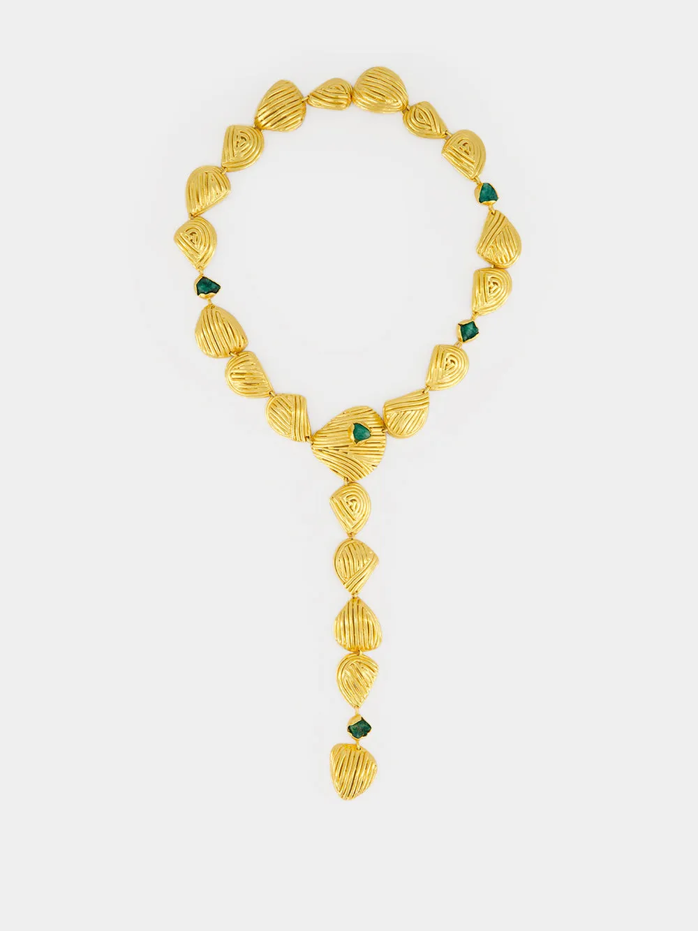 Gold Shells and Emerald Necklace sold by Fashion Clinic