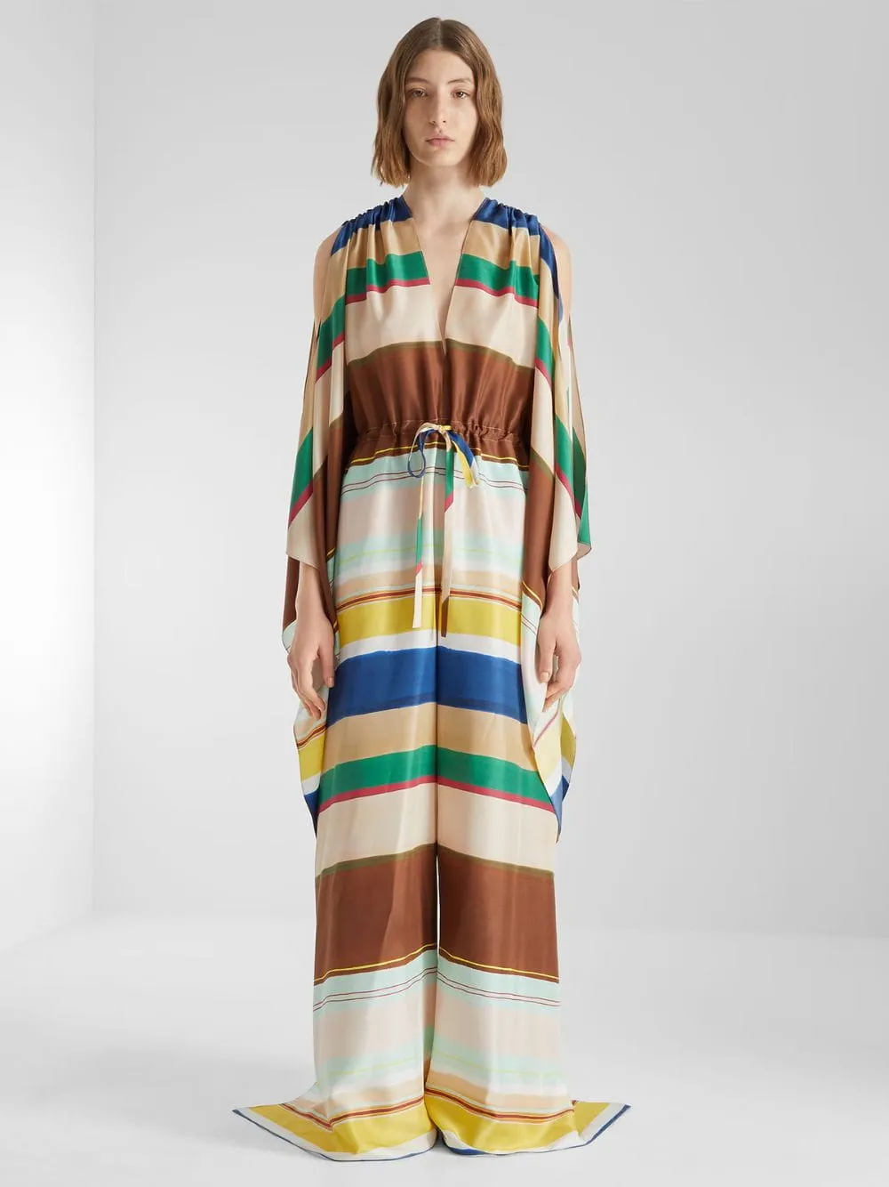 Multicolour Venetian Stripes Silk Jumpsuit sold by Fashion Clinic product image thumbnail 2