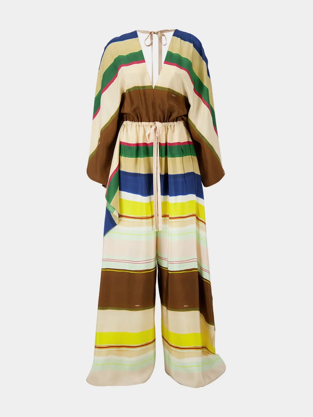 Multicolour Venetian Stripes Silk Jumpsuit sold by Fashion Clinic
