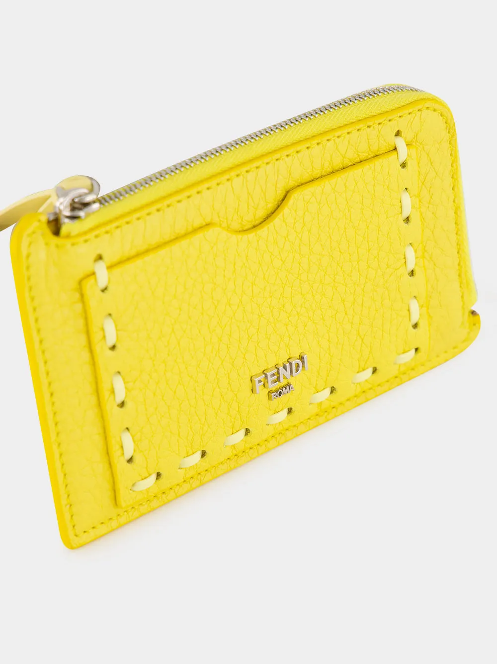 Yellow Leather Stitch Card Holder sold by Fashion Clinic product image thumbnail 3