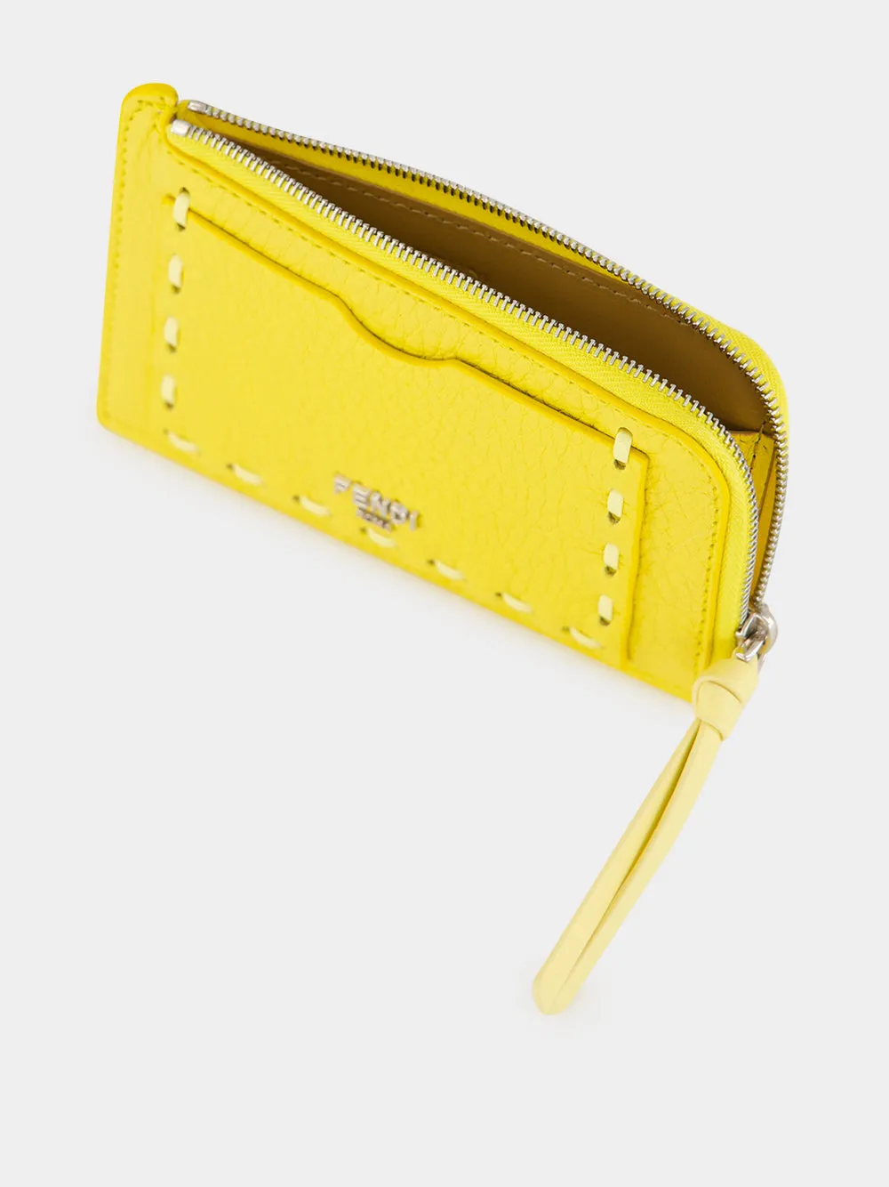 Yellow Leather Stitch Card Holder sold by Fashion Clinic product image thumbnail 4