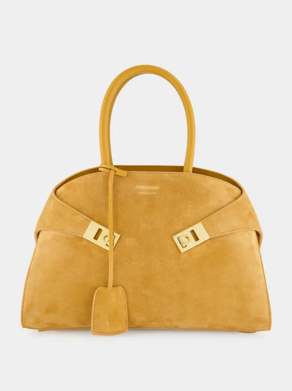 Brown Hug Small Leather Top Handle Bag made by Salvatore Ferragamo