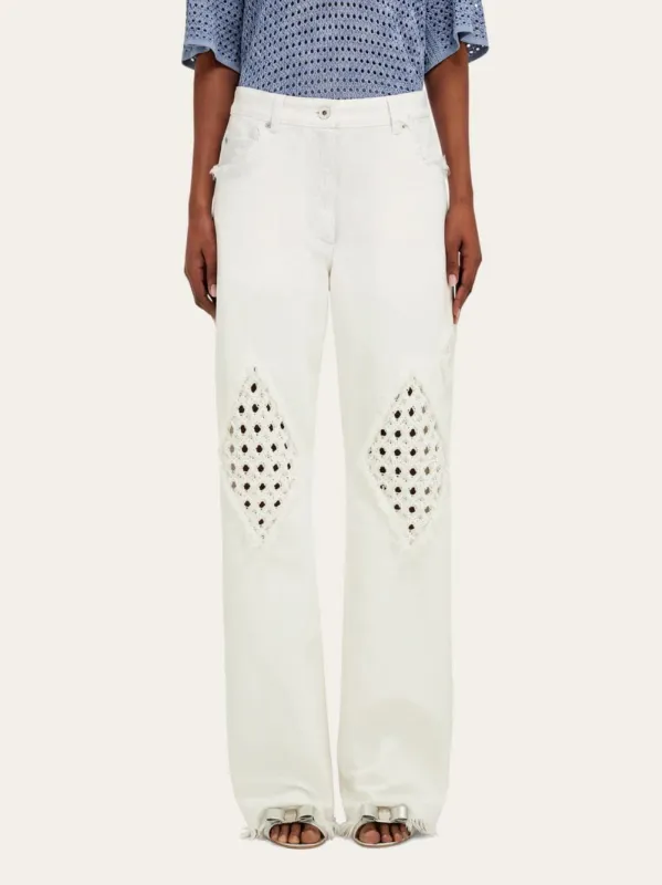 Mascarpone Frayed Straight-Leg Jeans made by Salvatore Ferragamo