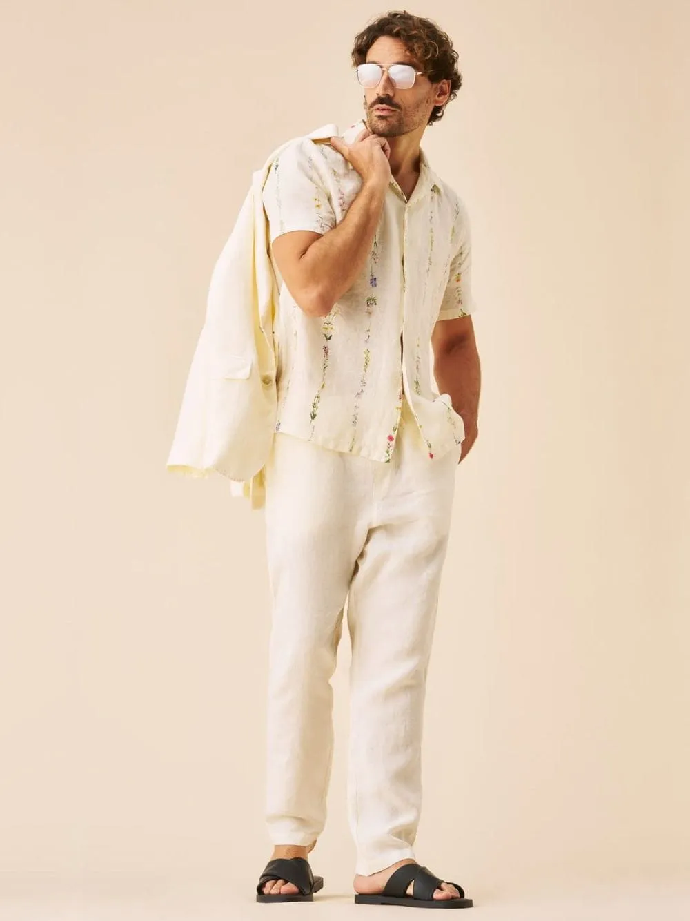 Butter Floral Linen Short Sleeve Shirt sold by Fashion Clinic product image thumbnail 2