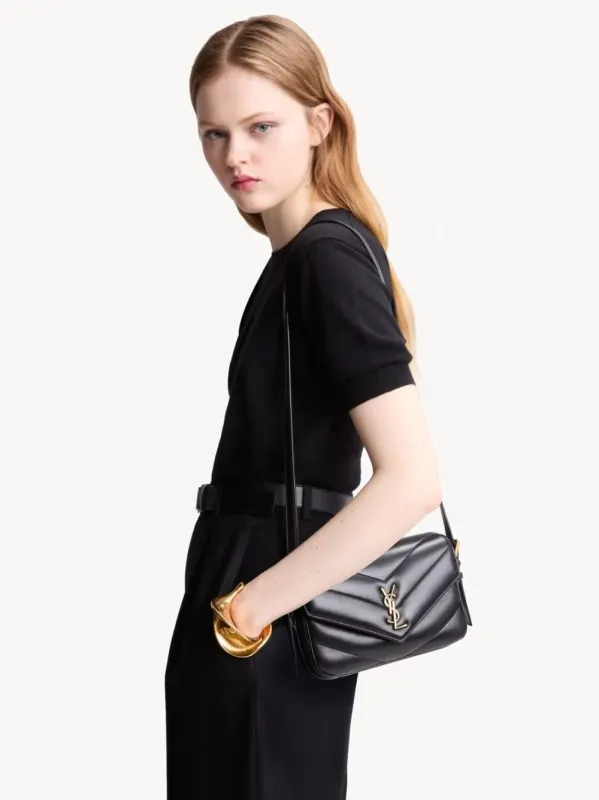 Black Loulou Toy Matelassé Lambskin Crossbody Bag made by Yves Saint Laurent
