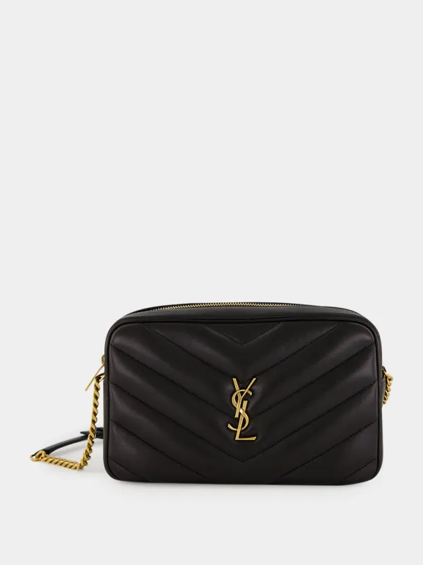 Black Loulou Medium Matelassé Lambskin Camera Bag made by Yves Saint Laurent