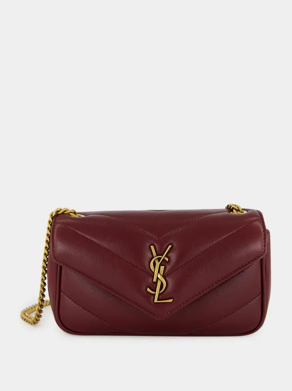 Rouge Cabernet Loulou Mini Lambskin Crossbody Bag made by Yves Saint Laurent