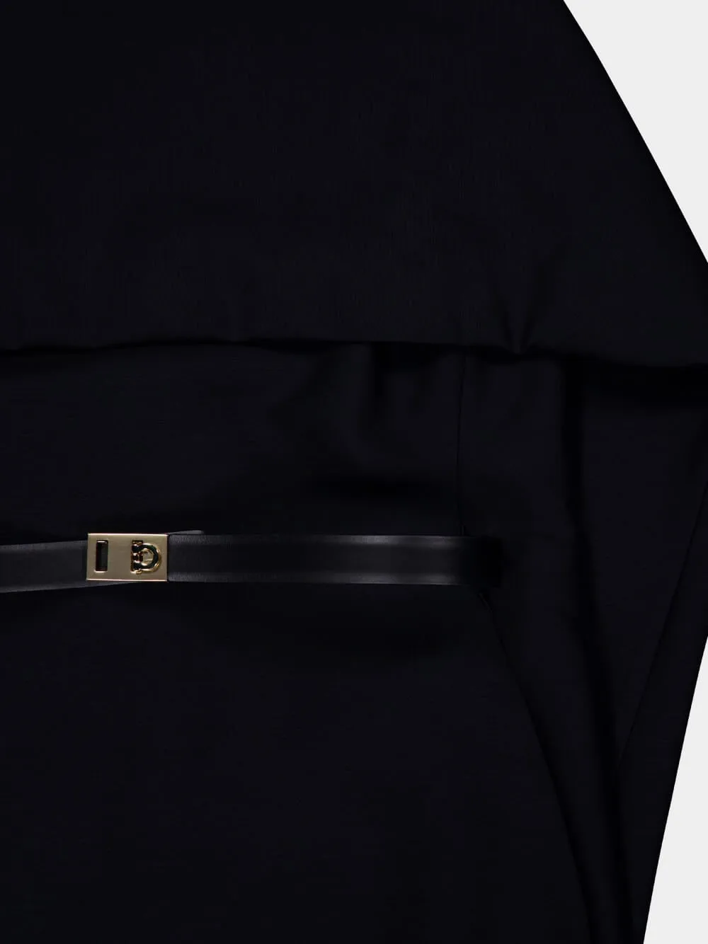 Black Belted Midi Cape Dress sold by Fashion Clinic product image thumbnail 5