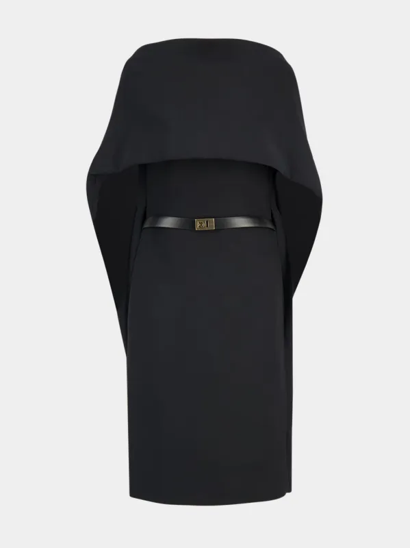 Black Belted Midi Cape Dress made by Salvatore Ferragamo