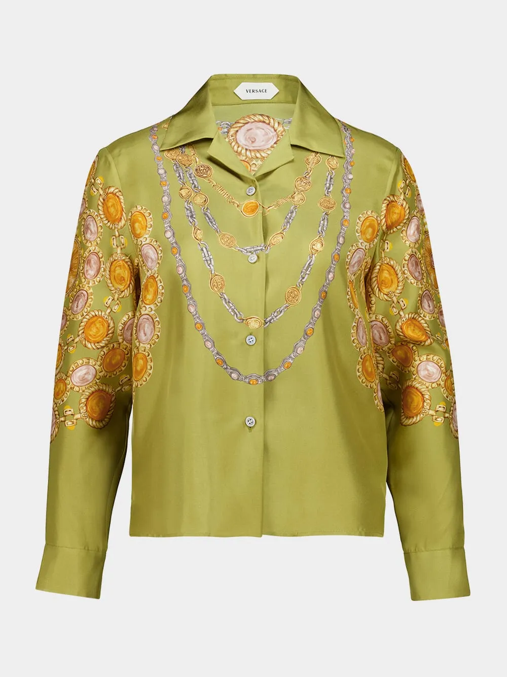 Chartreuse Printed Silk Twill Shirt sold by Fashion Clinic