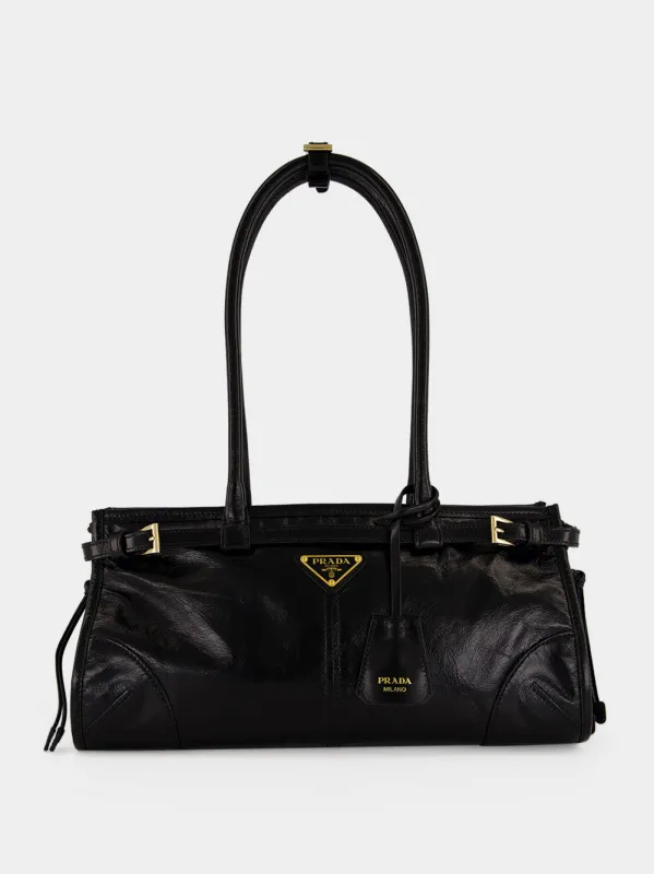 Black Bonnie Medium Leather Handbag made by Prada