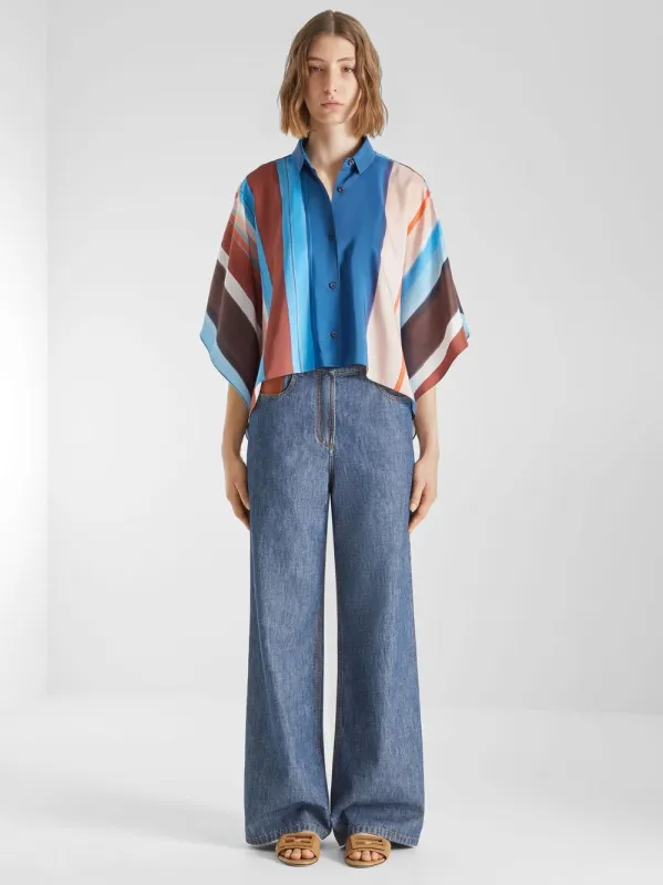 Multicolour Striped Silk Shirt made by Fendi