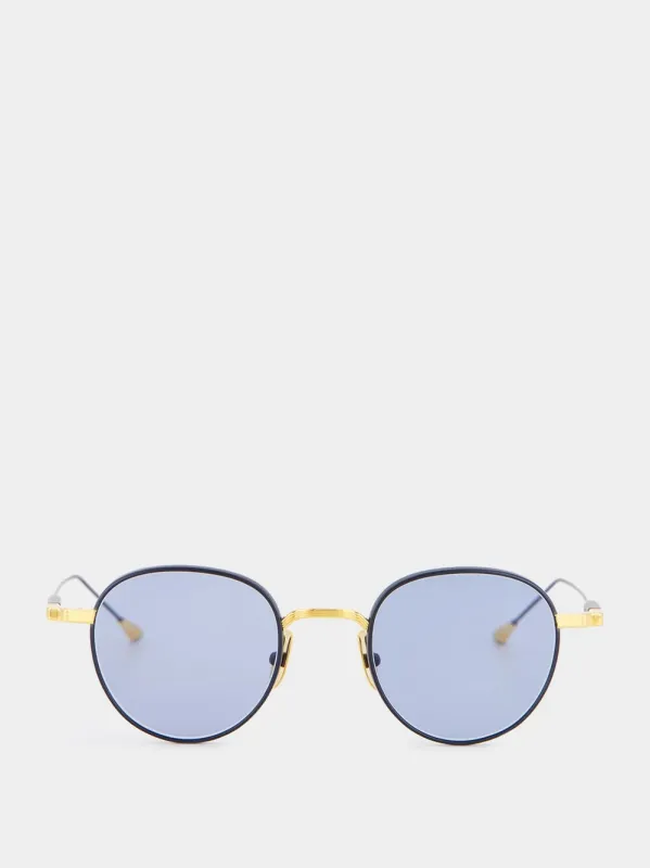 Gold and Blue Café Racer Sunglasses made by Fashion Clinic
