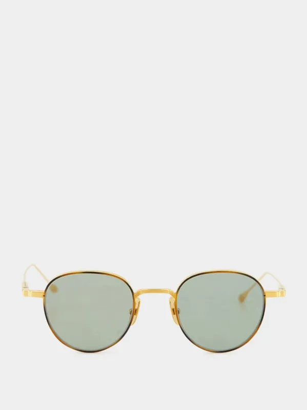 Cafe Racer Sunglasses 18 Carat Gold Green G13 made by Fashion Clinic