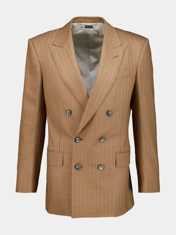 Camel Saxony Stripe Wool Blazer made by Tom Ford