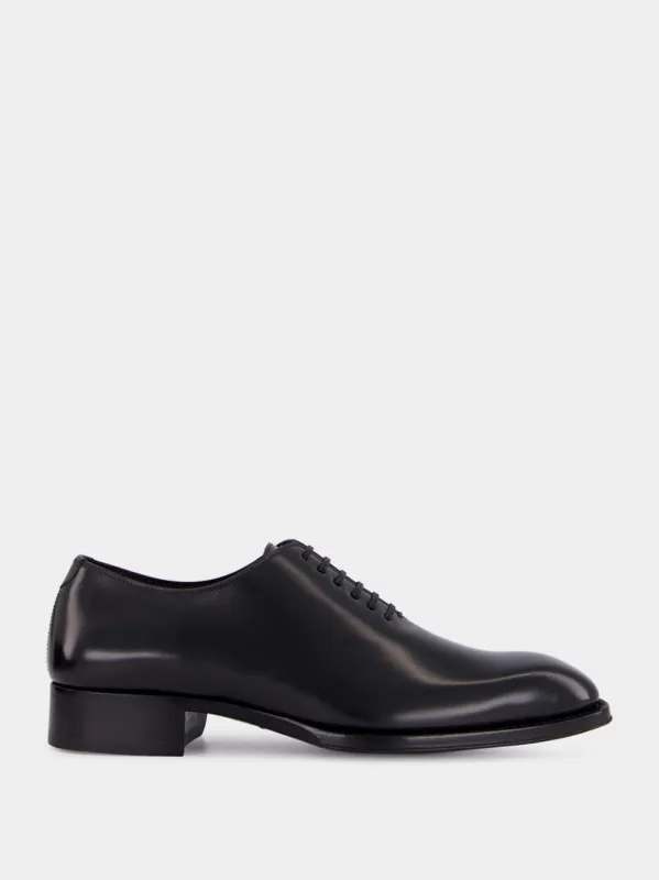 Black Burnished Leather Elkan Lace Up made by Tom Ford
